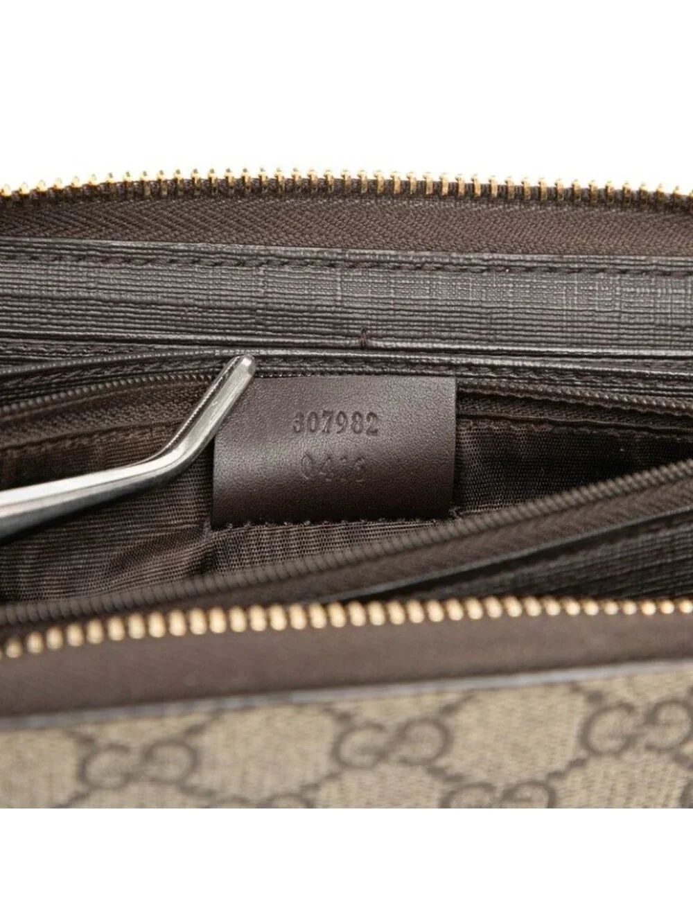 ★SOLD★ Gucci GG Supreme Round Fastener Wallet Beige Brown - Picture 6 of 7